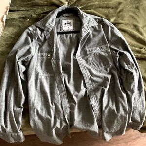 Express men’s long sleeve dark grey with white stitching throughout